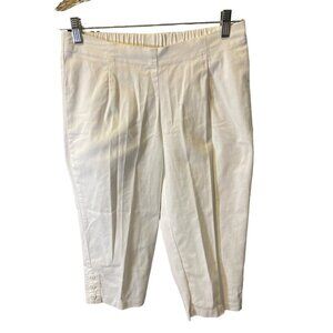 Coral Bay Petite White Elastic Waist Cropped Pants Sz 8P